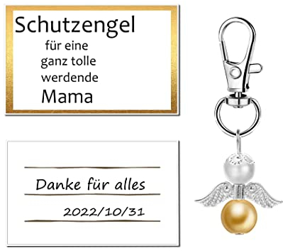 MKISHINE Geschenk für die Schwangerschaft,Schutzengel Schlüsselanhänger Geschenk für eine ganz tolle werdende Mama Glücksbringer Engel Glückwunschkarte Schwangerschaft Baby unterwegs