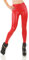 TA Fashion Damen Leggings Leggins Wet Look Leder Kunstleder Optik Thermo Hose (as3, Alpha, l, x_l, Regular, Regular, Rot)