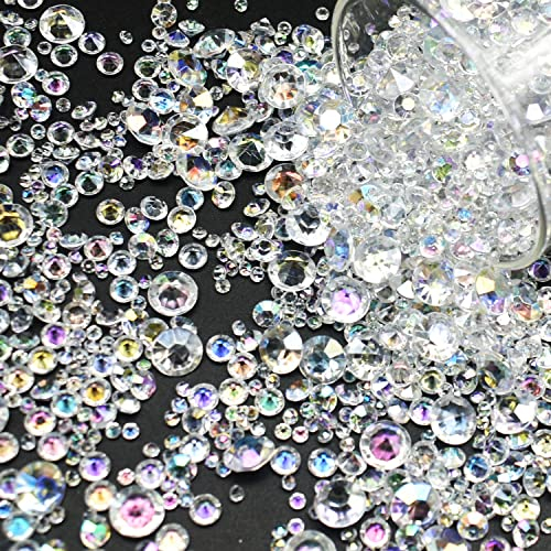 4000 Stück Streudeko Diamanten,Diamanten Deko,Acryl Kristalle Diamantene Streudeko Hochzeit,Acryl Diamant Tischdeko Strass für Vasenfüller Hochzeit Geburtstag 3mm,6mm,10mm AB-Farben-Strassdekoration