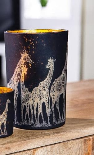 GILDE Glas Windlicht Giraffe H17,5 D12cm