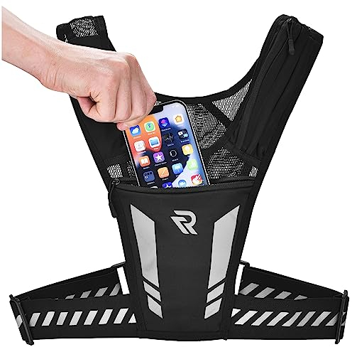 RunRep Pochette Veste Running Légère et Réfléchissante - Restez Hydraté, Les Mains Libres - pour Homme et Femme - Porte Téléphone Sport et Veste Hydratation de Course avec Compartiment pour Gourde