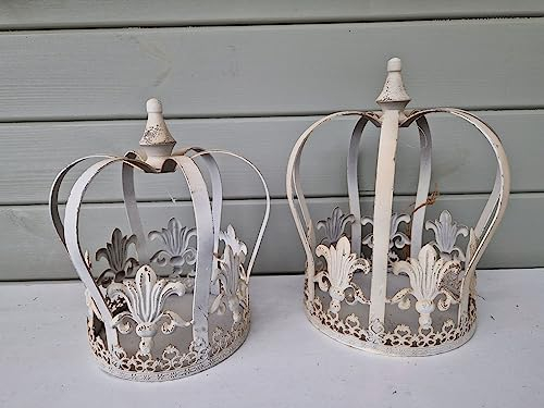 Arinosa Pflanztopf Metall Krone Dekotopf Vintage Weiß Shabby 28,5 o 31,5 cm H Preis ab, Bitte Größe wählen:Klein 24x22x28.5