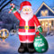 245cm Aufblasbar Weihnachtsmann mit LED Licht, IP44 Wetterfest Aufblasbare Weihnachtsdeko Aussen, Weihnachtsmann Jumbo-Modell mit Geschenktüte und Gehstock, Beleuchtung Dekoration für Garten Rasen Hof