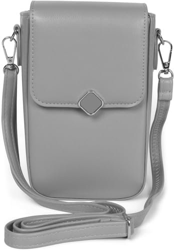 styleBREAKER Damen Box Bag Umhängetasche Einfarbig mit Magnetverschluss, 8 Kartenfächer mit Druckknopf, Crossbag 02012399, Farbe:Grau