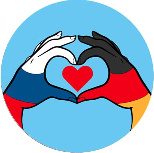 Sammys Shirt Store Deutsch-Russische Freundschaft HerzAufkleber 24 cm