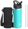 AORIN Trinkflasche Edelstahl, 500ml Auslaufsichere Wasserflasche mit Strohhalm, BPA-Frei Trinkflasche Kinder, Vakuumisolierte Thermoskanne für Sport, Schule, Fitness, Outdoor