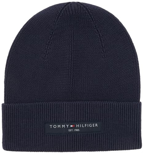 Tommy Hilfiger Herren Strickmütze Cotton Beanie mit Umschlag, Blau (Space Blue), Einheitsgröße