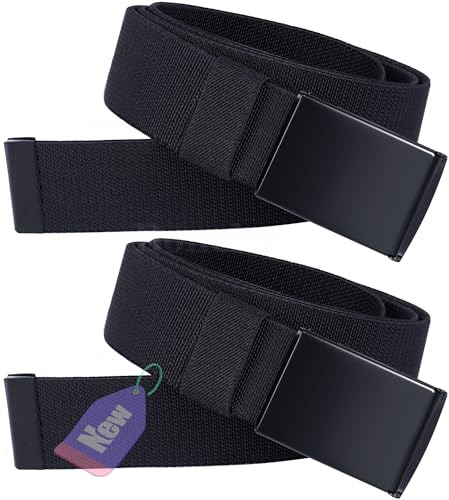 Boneke Stretch Gürtel für Männer,2 Stücke Nylon Canvas Gürtel Casual Atmungsaktiver Stoff mit verstellbarer Metallschnalle, Unisex Gürtels für Arbeit und Outdoor Sport