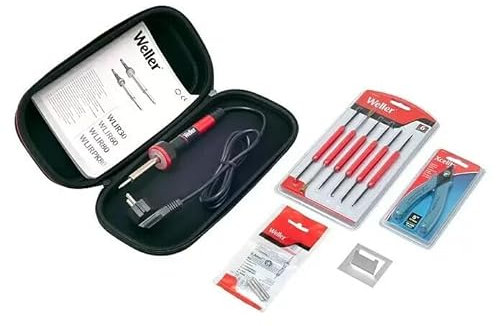 Weller Consumer WLPROESKEU1 Juego de Soldador Electrónico con Anillo LED Halo, 12 Piezas