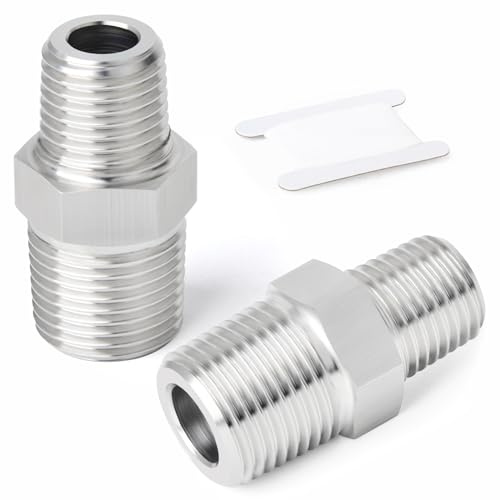 ERGAOBOY 2Pcs SS304 3/4 x 3/8 Male BSP Reducing Hex Nipple Fitting