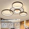 YYUTLUO Moderne LED Deckenleuchte, Ø70cm Schwarze Multi Kreislampe, 58W Stufenlos Dimmbar 3000–6000K, Runder Kronleuchter Aus Metall + Acryl, Schlafzimmer Wohnzimmer Kinder Büro Arbeitszimmer(5 Ringe)