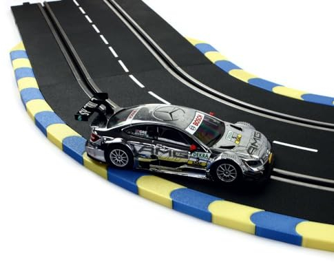 Overdrive-Racing Curbs für Carrera 124 132 EVO '1 Meter Blau-Gelb' Randstreifen Randsteine Slotcar Bordstein Kurven Gerade