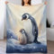 PAZZK Animal Pinguin Fleece Decken, Flauschige Kuscheldecken, Superweiche Leichte Flannel Wohndecke Mit Druck Für Couch Bett/Sofa（100×130cm）
