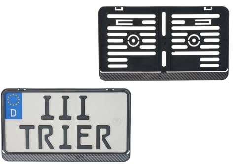 1x Kennzeichenhalter 255 x 130 mm (Mit Carbon Look Silikon Streifen) Für Kennzeichen im Format 255 x 130 mm Passt für Roller Moped Traktor Anhänger Motorrad Hänger