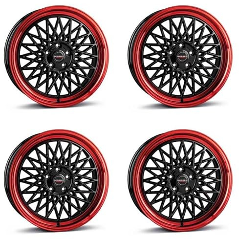 4x Borbet Felgen Alufelgen B 8x17 ET35 5x112 black rim red kompatibel mit BMW 1er X1 X2