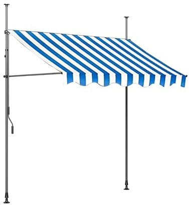 HXYhydrypd Balkon Markise Ohne Bohren, Markise Balkon, Klemmmarkise mit UV-Schutz, Standmarkise for Den Außenbereich(Color:Blue,Size:250cm/98.4in)