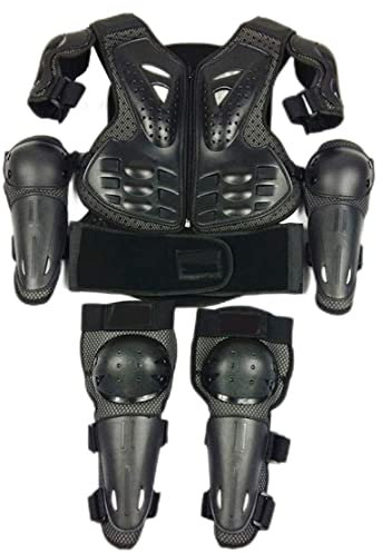 Armadura Corporal de Motocicleta Negra Durante 5-13 años, Armadura Corporal, Chaleco de Armadura de Cuerpo de Motocross para niños con Almohadilla de Rodilla y Almohadilla de protección de motocicl