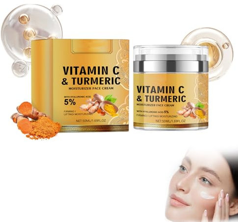 Kurkuma Anti Falten Gesichtscreme,Kurkuma Aufhellende Gesichtscreme,Kurkuma Gesichtscreme,Kurkuma Feuchtigkeitsspendende Gesichtscreme,Kurkuma Anti-Aging Gesichtscreme,Hautstraffungscreme,50 ml