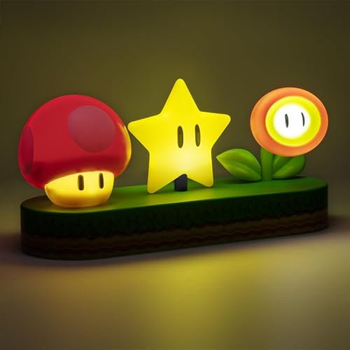 Super Mario Paladone Lampe icône Lampe de bureau sur pied sous licence officielle Mario Brothers, décoration de salle de jeux et marchandises pour garçons et filles, veilleuse accessoire cadeau pour