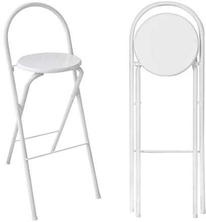 Barhocker Klappbar Mit Lehne Klappbarer Hocker Hoch Sitzhöhe 60cm/65cm/70cm/75cm Barsessel Loungesessel Tragfähigkeit 125kg Barstuhl Klappbar Küchenstühle Für Bar Café Tresenhocker(White,75cm)