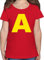 T-Shirt Mädchen - Kostüm Buchstabe A Streifenhörnchen Chipmunk Alvin I Passend für Karneval I Gruppenkostüm Fasching - 128 (7/8 Jahre) - Rot - straßenkarneval Tshirt strassenkarneval Carnival