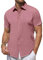 DEMEANOR Camicia in lino, da uomo, a maniche corte, estiva, da uomo, per il tempo libero, da spiaggia, da uomo, Colore: rosa., XL