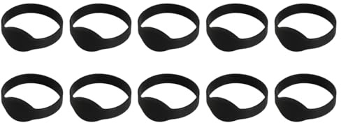Sarini Lot de 10 Bracelets RFID en Silicone pour contrôle d'accès pour hôtel, Piscine, Sauna, système de casier, Cartes de Poignet durables et étanches 50 x 17 mm