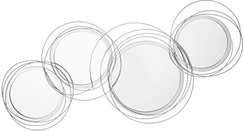 HOMCOM 4er Set Spiegel für Wanddekoration, Wanddekoration mit 4 runden Spiegeln, Wohnzimmerdeko, Wandspiegel, Flurspiegel, Wandkunstwerk für Wohnzimmer, Schlafzimmer, Metall, Silber