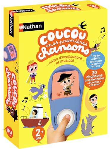 Nathan - Coucou Mes premières chansons - Jeu d'Eveil Sonore et Musical Interactif -Jeu Educatif - Cartes Electronique, Découvre Les Chansons à Travers 20 Comptines - Jouet Enfant 2 Ans
