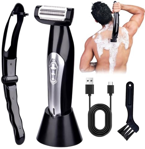 Recortadora de Espalda para Hombres, Recortador de Vello Corporal para Hombres, Afeitadora Corporal Masculinam, Maquinilla de afeitar de espalda eléctrica para hombre, para Afeitado Húmedo o Seco
