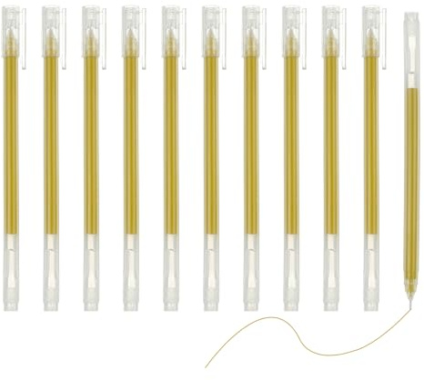 PATIKIL 12 Stück Farbige Gelstifte, 0.5mm Feine Spitze Pastell Gelstifte Hochlicht Tinte Für DIY Projekte Malen Journaling Notizbuch Schwarzes Papier Zeichnen, 15cm Länge Gold Tinte