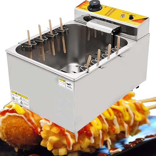 Hot Dog Sticks Fryer,Electric Deep Hot Corn Dog Fryer,12L Commercial Electric Fryer,Electric Deep Corn Dog Machine,Snack Maker,Adjustable Temperature