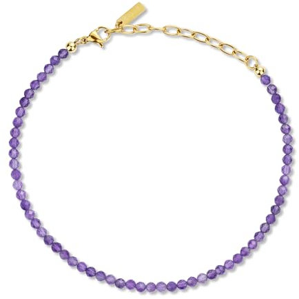 COAI Bracelet de Cheville pour Femme, Bracelet de Cheville Améthyste, Chaîne Or