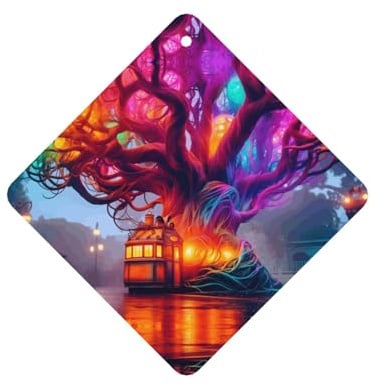 Phayah Magic Tree Cottage Pattern Lavender Scent Car Air Freshener Square Card Hanging Hanging Scented Card 6 Pcs For Cars Closet Drawer