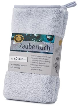 Gözze - Zaubertuch, Sehr saugstarkes Mikrofasertuch, 600 g/m², Reinigungstuch für Bad, Küche und Auto, 40 x 40 cm - Silber