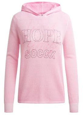 SOCCX Damen Strick-Hoodie mit Mesh-Struktur und Artwork Smooth Rose, XL