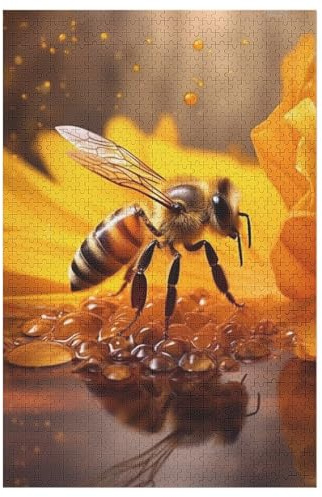 Puzzles Biene, 1000-teiliges Holzpuzzle Für Erwachsene Und Kinder Ab 12 Jahren. Tolles Geschenk Für Erwachsene 78×53cm