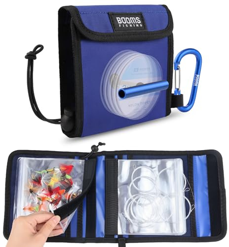 Booms Fishing Leader Holder Wallet: Fly Fishing Tippet Line Storage with 12 Clear Pocket and Tippet Holder