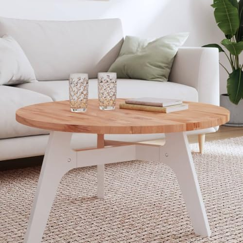 Teenpull Tischplatte Ø80x2,5 cm Rund, Massivholz Buche Natur mit Lackierung, robuste Ersatz-Arbeitsfläche für Couchtisch, Büro & Home-Office Möbel, vielseitig einsetzbar