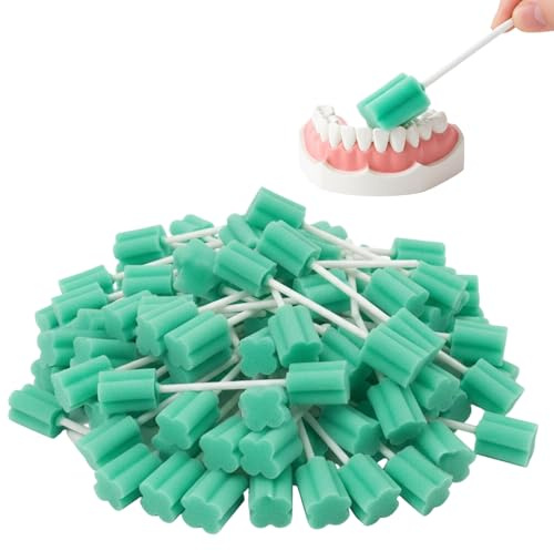 100 Mundpflegestäbchen, Erfrischungsstäbchen Mit Schaumstoffspitze Für Mundhygiene, Mundziehöl Und Wattestäbchen, Sterile Wattestäbchen Lang, 10.5 x 1.8 cm