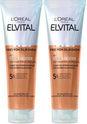 L'Oréal Paris Fiber Booster Anti-Haarverlust-Conditioner, Spülung gegen Haarausfall, Für dichteres & stärkeres Haar, Stärkt Haarfasern, Weniger Haarbruch, Gegen Haarverlust, Elvital, 150 ml