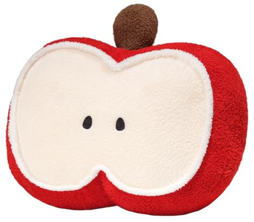 Xiyocadt Entzückendes Apfelkissen, Plüschtier in Form Einer Frucht, Flauschiges Apfel-Spielzeug, Geeignet Für Kinder, Weiches Und Niedliches Plüschtier Für Mädchen Und Jungen (50 * 40 cm,Apfel)