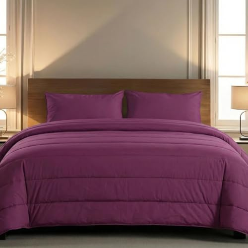 Zelesta® Comfort Uni 2-in-1 4-Jahreszeiten Ganzjahresbettdecke ohne Bezug – Bett in 10 Sek, Temperaturregulierend, Waschbar 40°C, Atmungsaktiv, Milbendicht, Mikrofaser (Bordeaux, 140x200cm)
