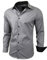 Baxboy Herren-Hemd Slim-Fit Bügelleicht Für Anzug, Business, Hochzeit, Freizeit - Langarm Hemden für Männer Langarmhemd R-44, Farbe:Grau, Größe:XL