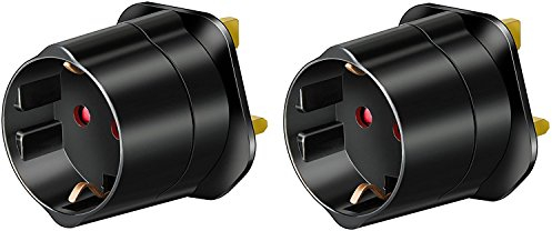 Brennenstuhl 2 Stück Reisestecker Adapter, Steckdosenadapter Reise (Für: England Steckdose und Euro Stecker) Farbe: schwarz