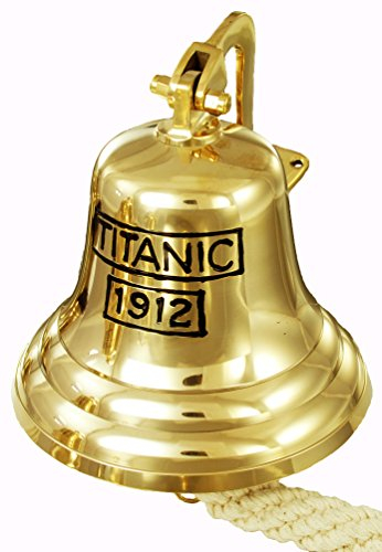 Buckingham Titanic 1912 Gravur Wand montierbar massivem Messing Pub/Tür/letzten Bestellungen/Schiff Glocke, Gold, 20 cm