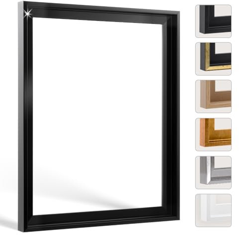 Bildershop-24 Schattenfugenrahmen Lemgo für Keilrahmenbilder und Leinwände 15x15cm Schwarz Hochglanz