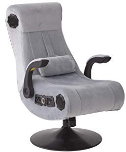 X-Rocker Deluxe Gaming Chair, 4.1 Surround Sound Multi-Media Seat with Bluetooth Wireless Speakers, Subwoofer and Vibration, Padded Armrests, Lumbar Support Cushion and Upholstered Fabric - SILVER