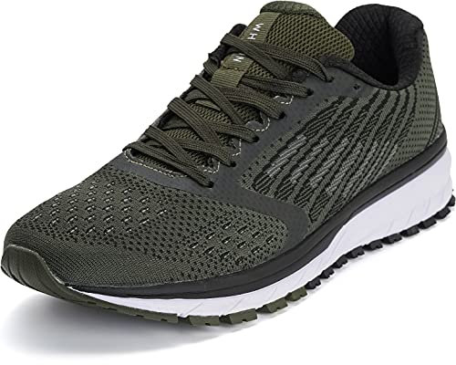 WHITIN Herren Laufschuhe Turnschuhe Sportschuhe Atmungsaktiv Joggingschuhe Für Männer Sneakers Fitnessschuhe Für Männer Leichte Bequeme Freizeit Schuhe Armee Grün Größe 47