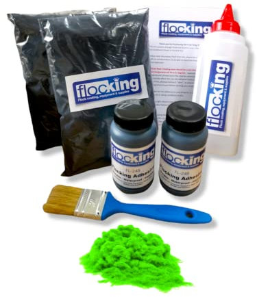 DIY Flock Kit Twin Pack - Flocking Powder - Flocking Adhesive (Fluorescent Green)